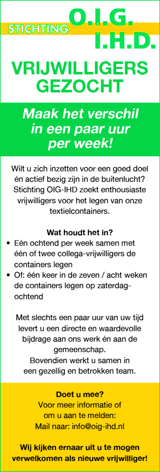 Vacature Vrijwilligers
