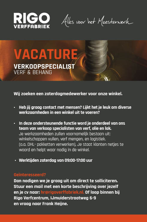 Vacature Verkoopspecialist verf & behang