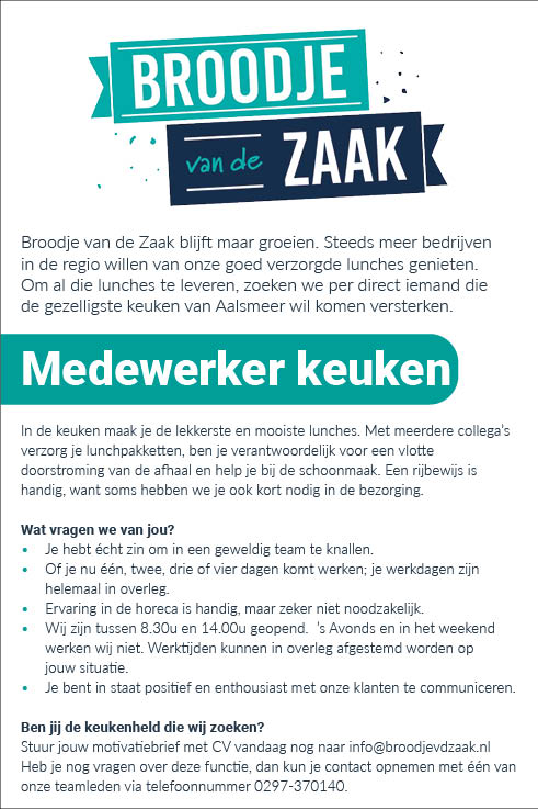 Vacature Medewerker keuken
