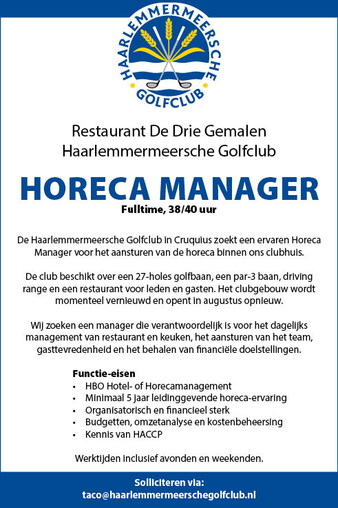 Vacature Horeca Manager