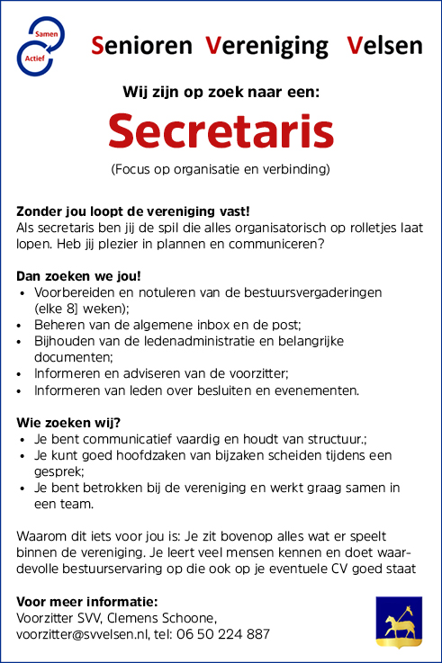 Vacature Secretaris