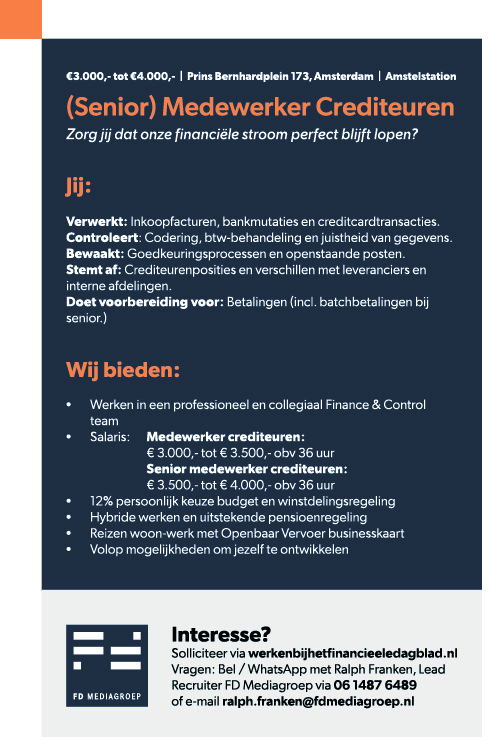 Vacature Senior Crediteuren Medewerker