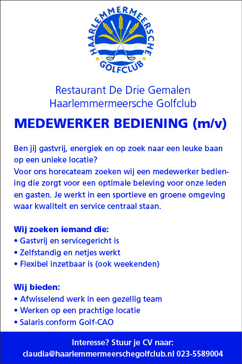 Vacature Medewerker Bediening (m/v)