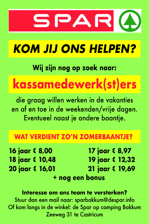 Vacature Kassamedewerk(st)ers