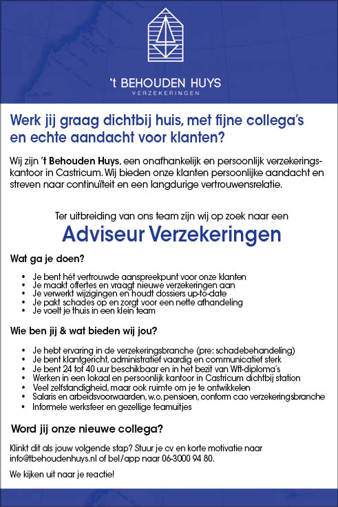Vacature Adviseur Verzekeringen