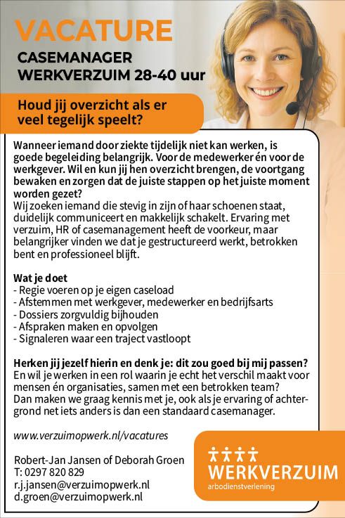 Vacature Casemanager Werkverzuim