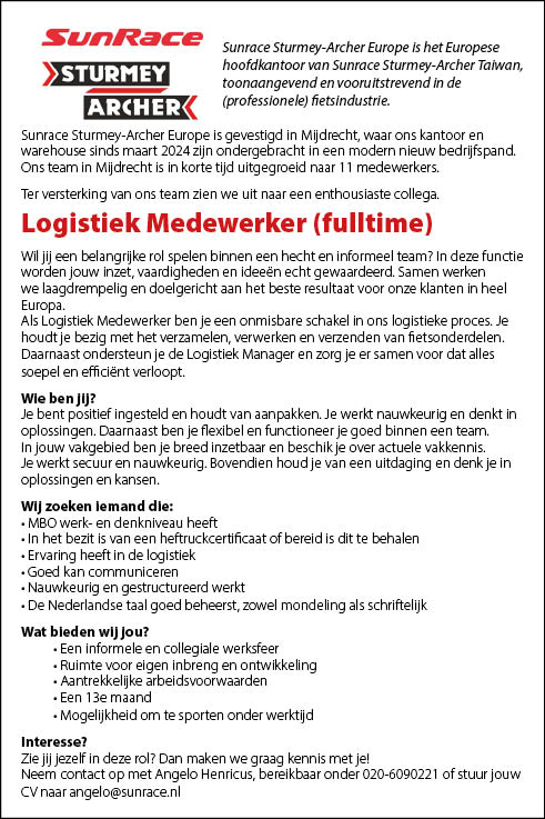 Vacature Logistiek Medewerker