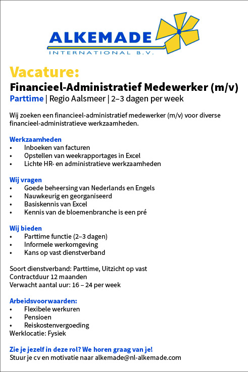 Vacature Financieel-Administratief Medewerker (m/v)