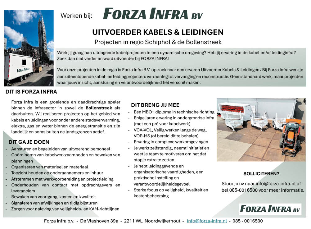 Vacature Uitvoerder Kabels & Leidingen