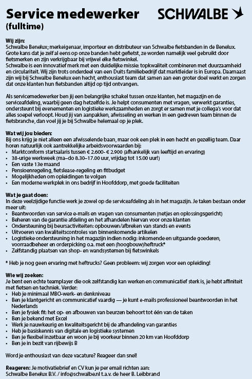 Vacature Service medewerker