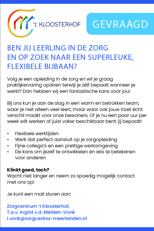 Vacature Leerling in de zorg