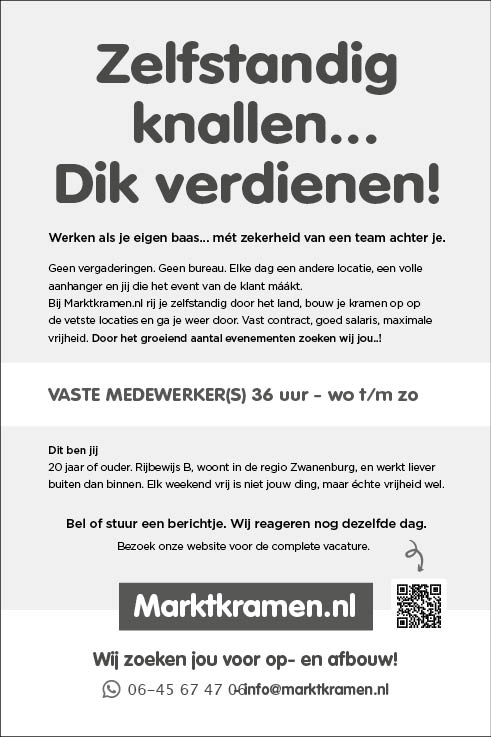 Vacature Marktkraamzetter