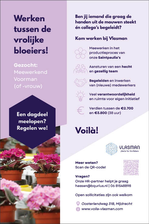 Vacature Meewerkend Voorman (of -vrouw)