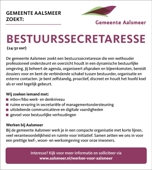 Vacature Bestuurssecretaresse