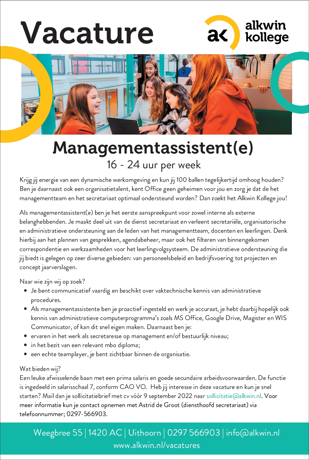 Vacature Managementassistent(e)