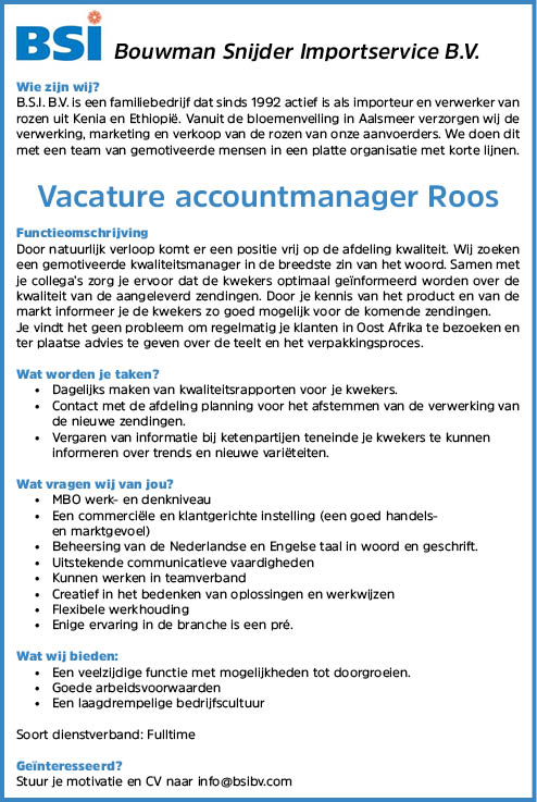 Vacature Accountmanager Roos