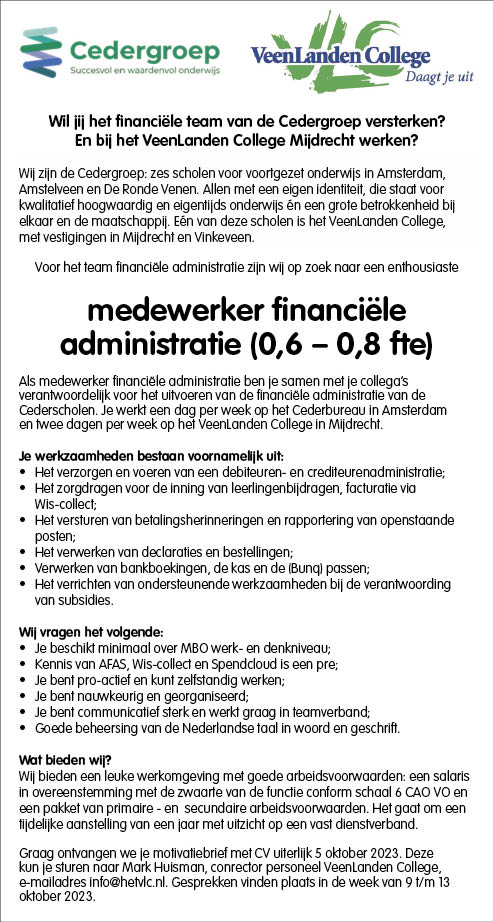 Vacature Medewerker Financiële Administratie