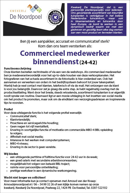 Vacature Commercieel Medewerker Binnendienst
