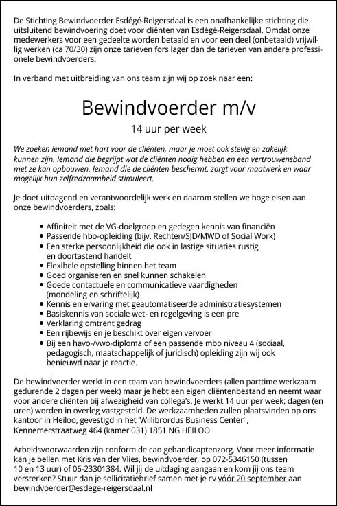 Vacature Bewindvoerder m/v