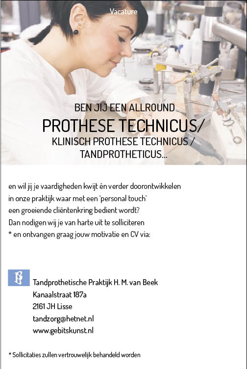 Vacature Prothese Technicus