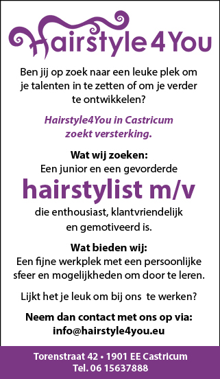 Vacature Hairstylist m/v