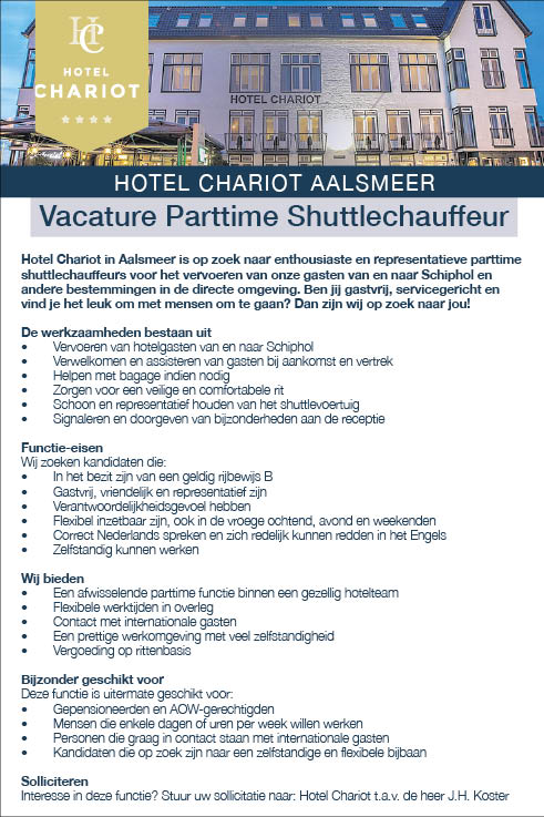 Vacature Parttime Shuttlechauffeur