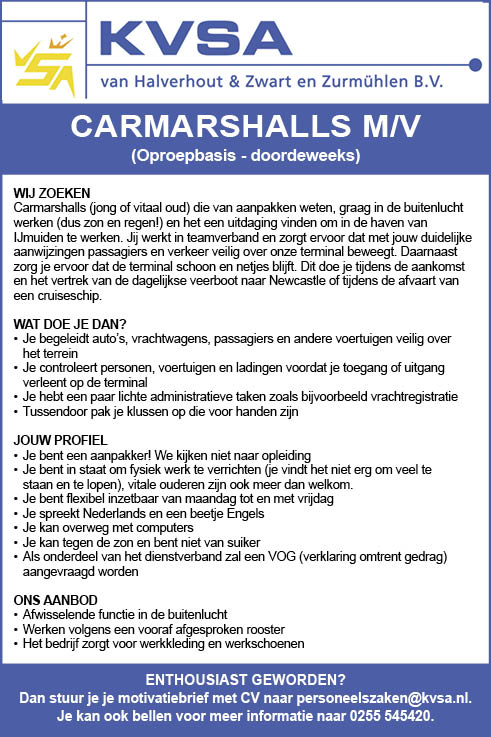 Vacature Carmashalls M/V