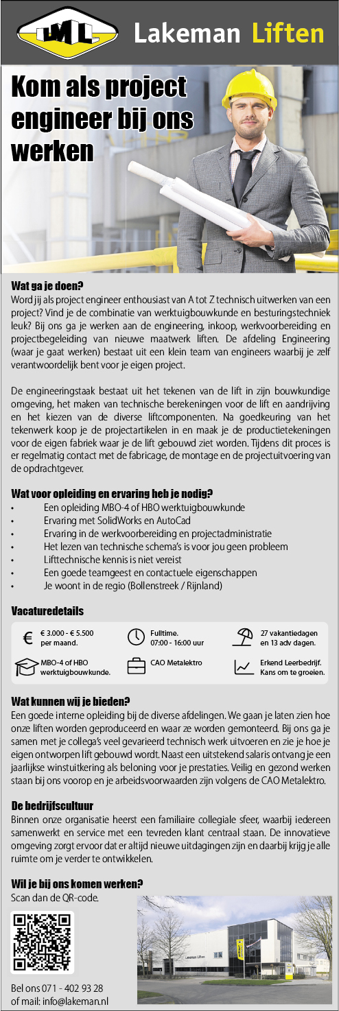 Vacature Project engineer