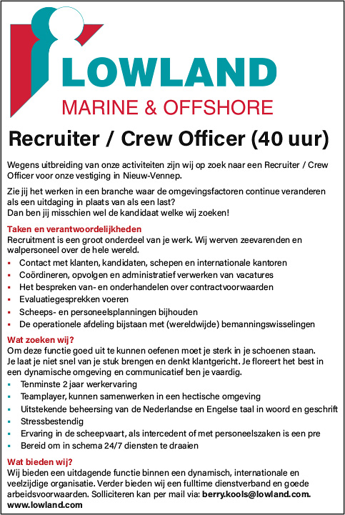 Vacature Recruiter / Crew Officer
