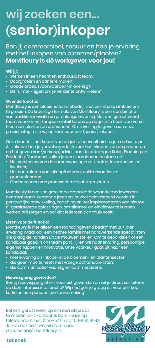 Vacature (senior) inkoper