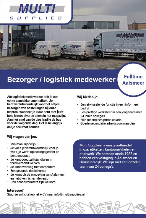 Vacature Bezorger / logistiek medewerker