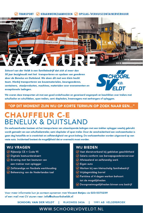 Vacature Chauffeur CE