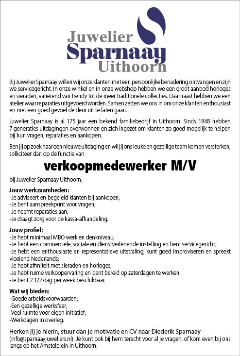 Vacature Verkoopmedewerker