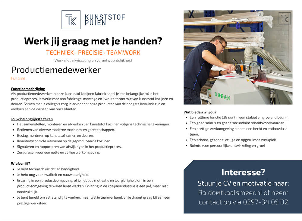 Vacature Productiemedewerker