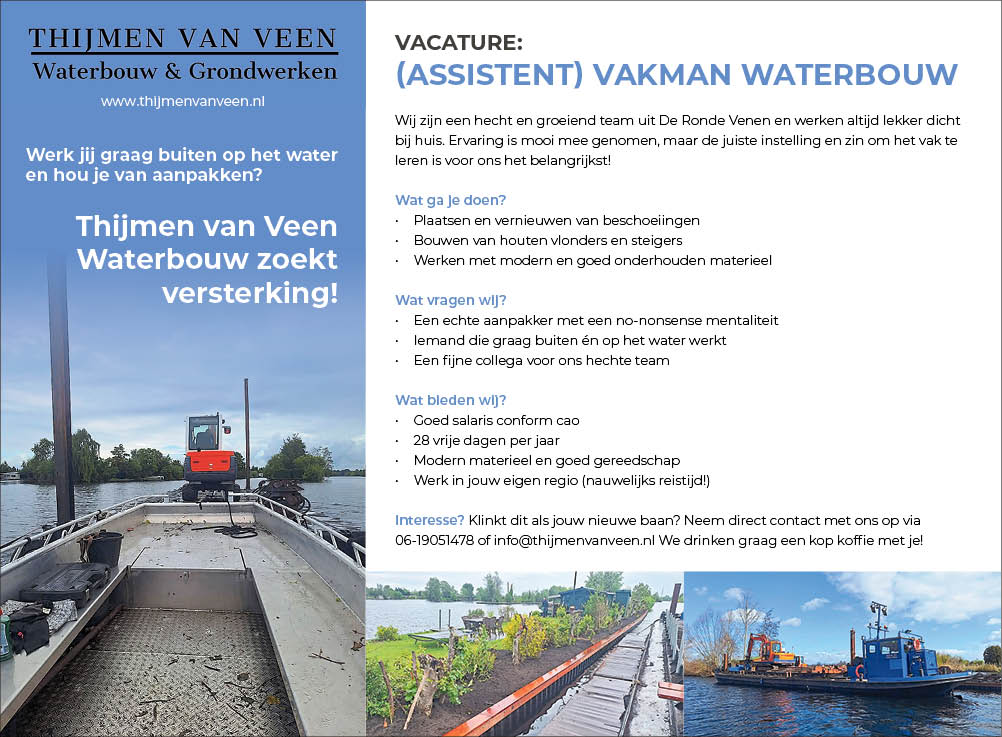 Vacature (Assistent) vakman waterbouw