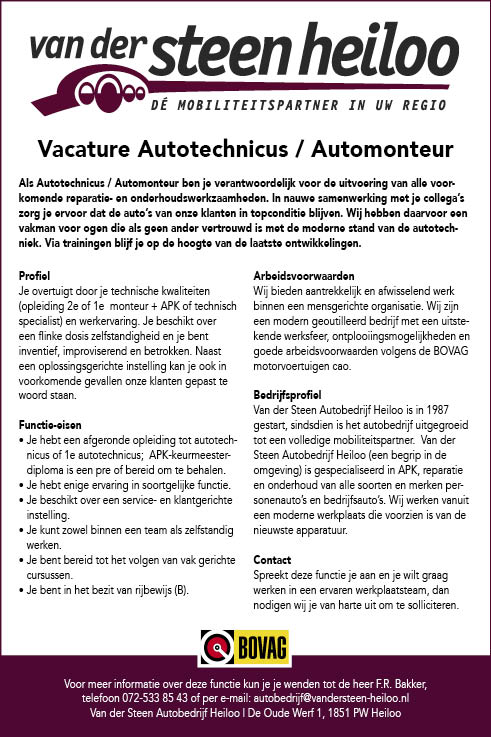 Vacature Autotechnicus / Automonteur