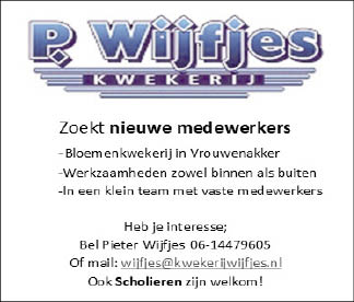 Vacature Medewerker bloemenkwekerij